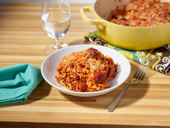 One Pot Meatball Spaghetti Bake